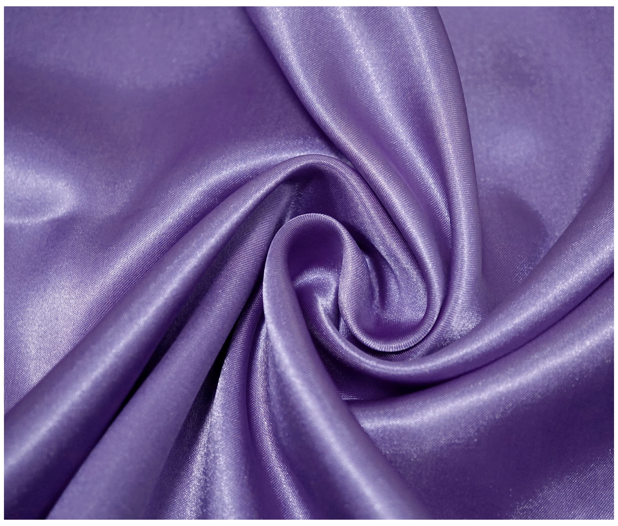 Silky Satin Polyester Fabric for Dressmaking Wedding Crafts Quilting Sewing 150cm Wide (500 x 150cm / 197" x 60", Purple)