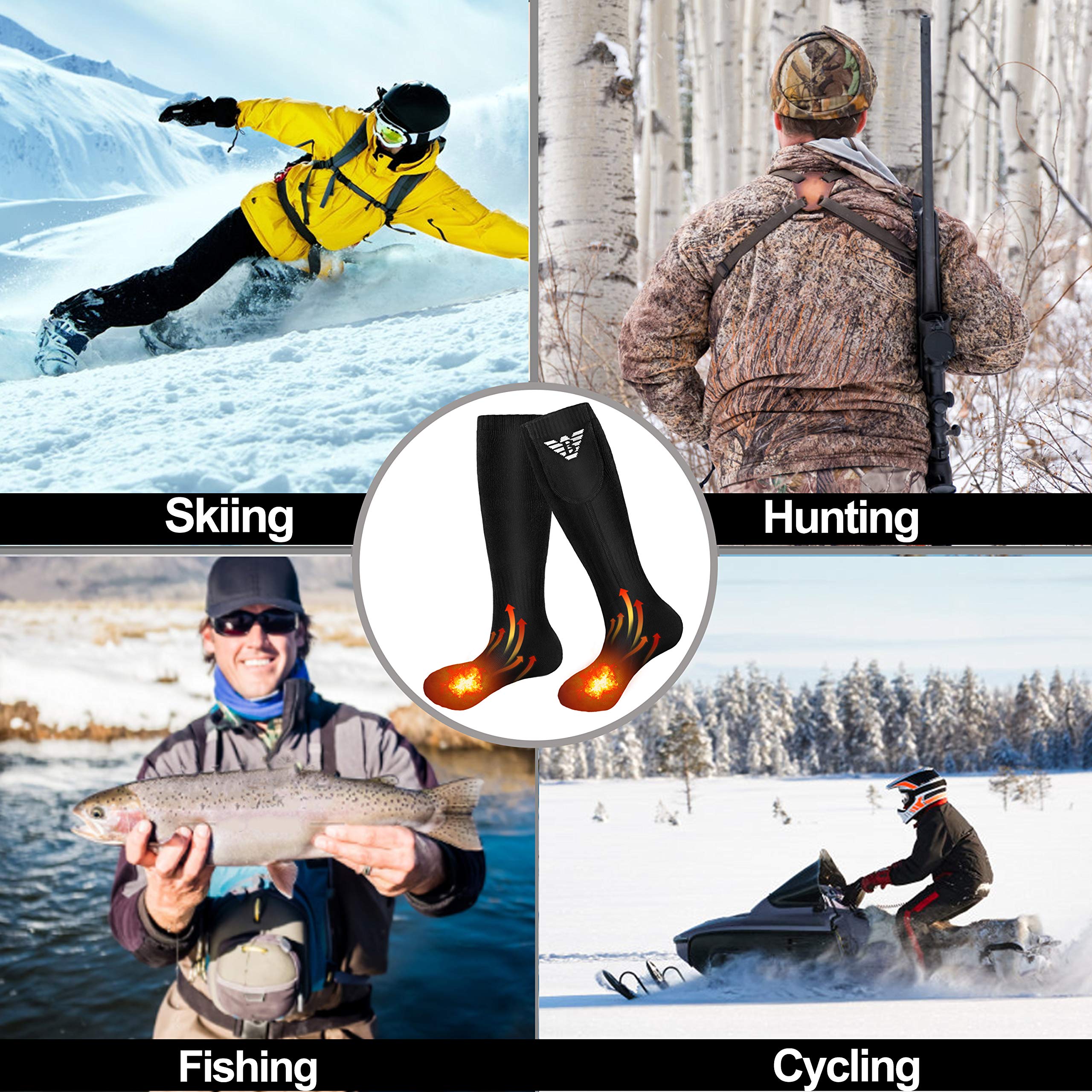NiUB5 Heated Socks for Men & Women,Electric Heated Socks,Battery Heated Socks for Camping/Fishing/Cycling/Motorcycling/Skiing