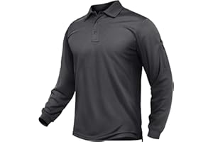 TACVASEN Mens Golf Polo Shirts Quick Dry Cool Performance Long Sleeve Tactical Shirts Pique Jersey Collar T-Shirt