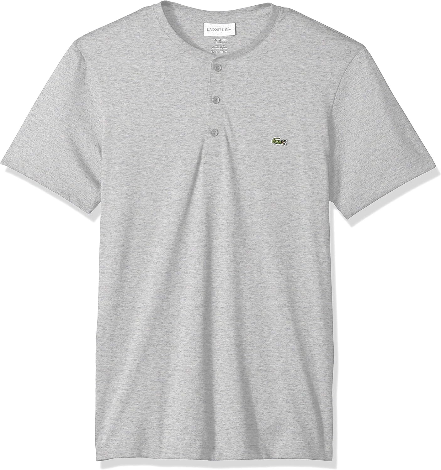 Lacoste Men's Short Sleeve Henley Jersey Pima T-Shirt at  Men’s Clothing store