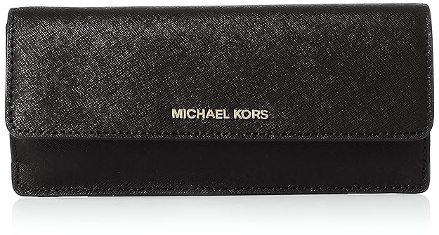 Michael Kors Damen Jet Set Flat Wallet Geldbörse, Schwarz (Black), 2x9x11 Centimeters