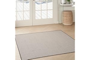 Nourison Home Courtyard Ivory Charcoal 4' x Square Area Rug - Easy Clean, Non Shedding, Bed Room, Living Room, Dining Room, Kitchen (4' x Square)