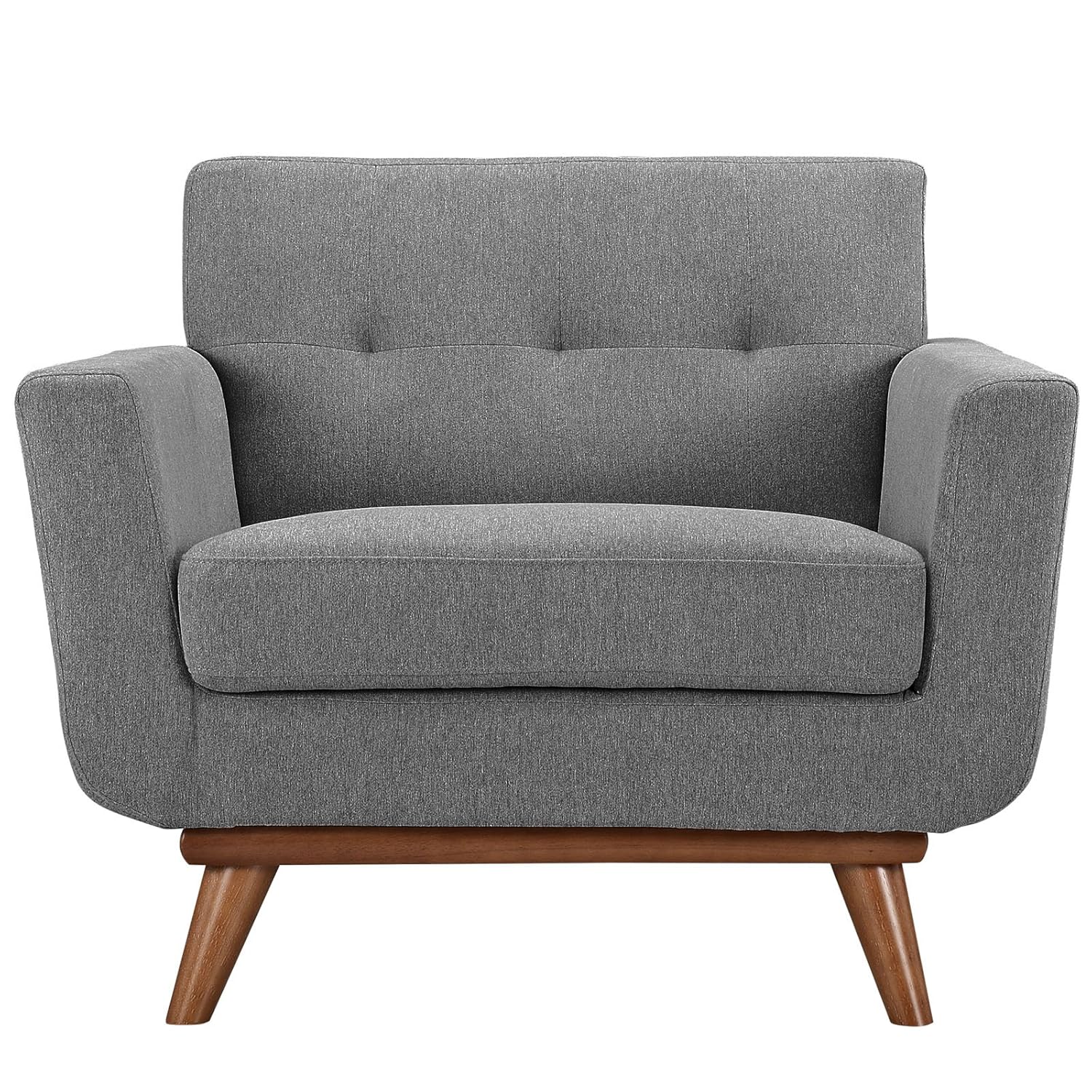 Modway Engage Mid-Century Modern Upholstered Fabric Accent Arm Lounge Chair in Expectation Gray