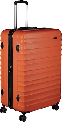 Valise Rigide Grande - Bagage de Voyage Extensible ABS avec 4 Roulettes Doubles Pivotantes - Résistante aux Rayures et Légère - 78 x 52,6 x 32cm - Orange Brûlé