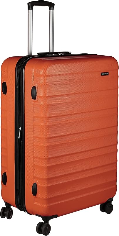 Valise Rigide Grande - Bagage de Voyage Extensible ABS avec 4 Roulettes Doubles Pivotantes - Résistante aux Rayures et Légère - 78 x 52,6 x 32cm - Orange Brûlé