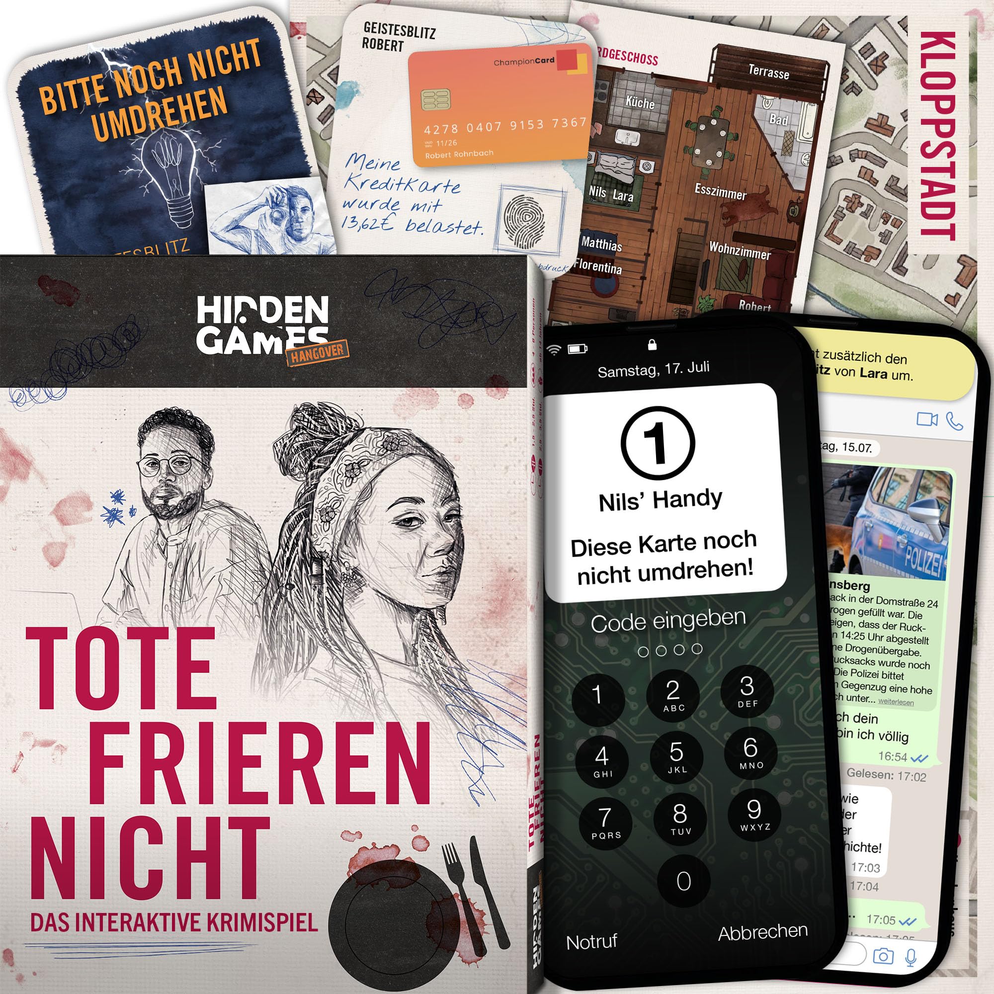 Hidden Games Hangover - Tote Freeze Not - The Interactive Crime Experience - German - Realistic, Interactive, Exciting & Detective Game, Escape Room Game