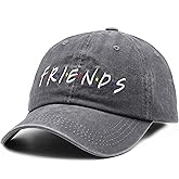 Waldeal Friends Baseball Cap, Adjustable Embroidered Denim Dad Hat for Men Women Grey