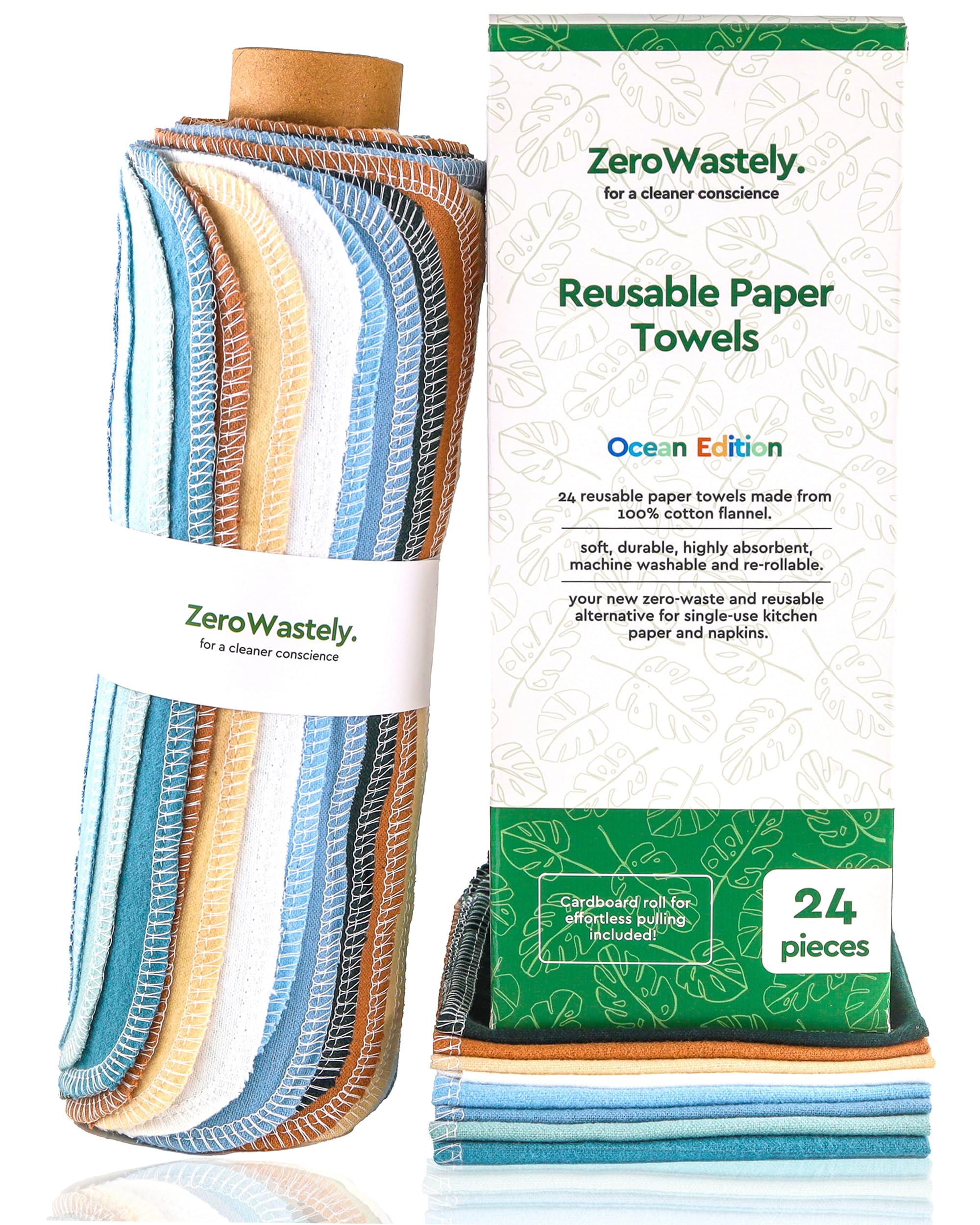 Photo 1 of Reusable Paper Towels - Value Pack of 24 Paperless Paper Towels! - 100% Cotton, Super Soft, Absorbent, Washable and Made To Last