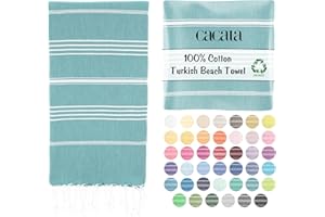 Cacala Lightweight and Thin Turkish Beach Towel 100% Cotton Sand-Free and Quick-Drying Goodness Perfect as an Extra Large Travel Towel, Beach Accessory, or Gift for Beach Lovers, 37 x 70