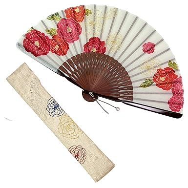 Amazon 扇子 女性 扇子袋 ハンカチセット フルリール 赤 桐