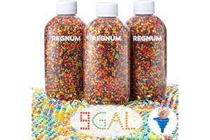 Regnum 9 Gallons Gel Ball Blaster Ammo with EasyLoad Funnel, 7-8mm Fits All Types of Blasters, Splatter, Splat R Gun, Non-Toxic and Eco-Friendly (Each Bottle Water Beads Swell to 3 Gallons)