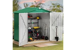 DWVO 6' x 4' Outdoor Storage Shed, Large Metal Tool Sheds, Heavy Duty Storage House with Lockable Doors & Air Vent for Backyard Patio Lawn to Store Bikes, Tools, Lawnmowers,Green