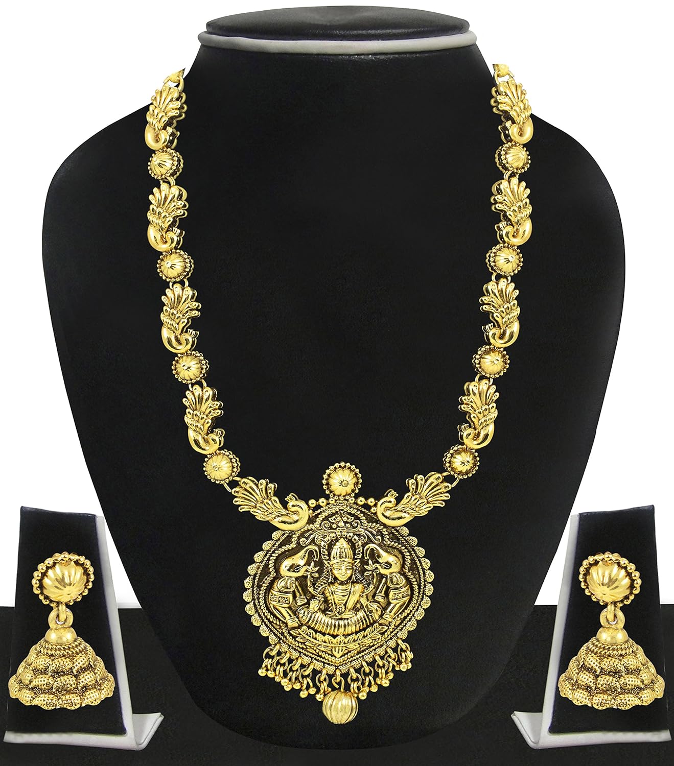 zaveri pearls goddess shilp shastra haram antique necklace set-zpfk4128
