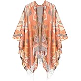 Urban CoCo Women's Retro Style Vintage Pattern Tassel Poncho Shawl Cape Wraps For Women