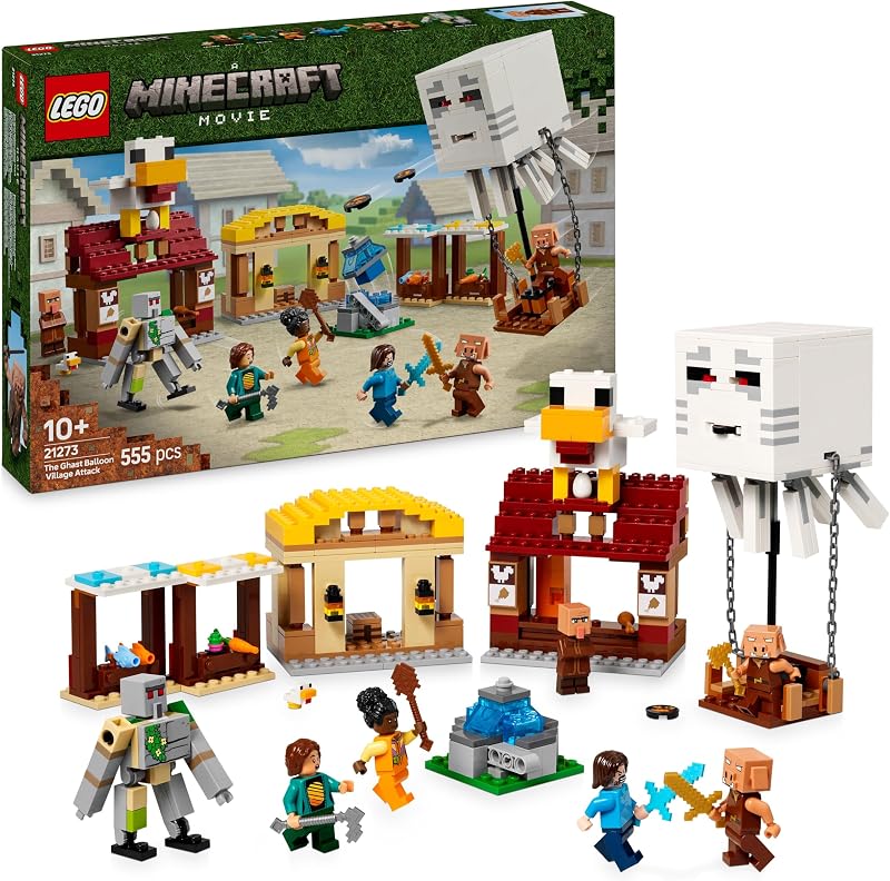 LEGO Minecraft Ghast Balloon Village Attack 21273 with Steve House Minifigs