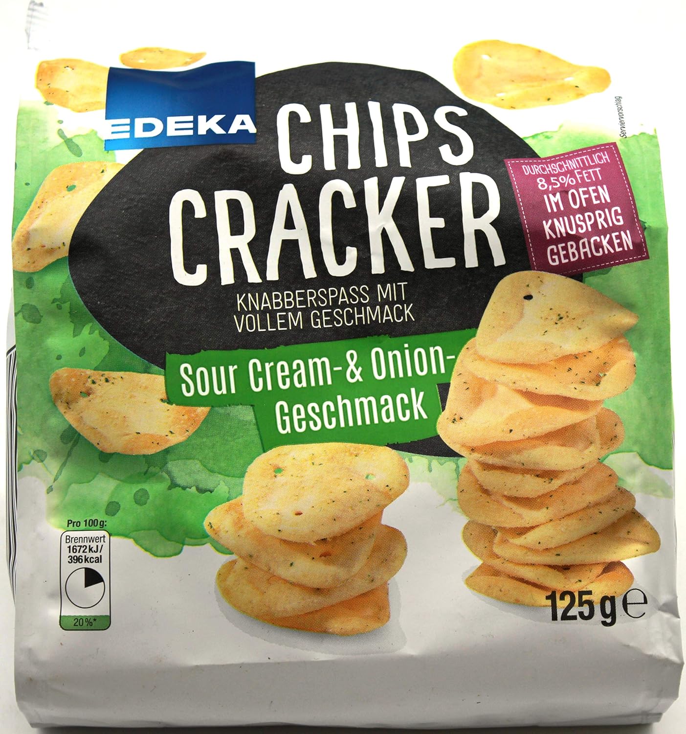 Edeka Chips Cracker Sour Cream & Onion Geschmack, 6er Pack (6 x 125g