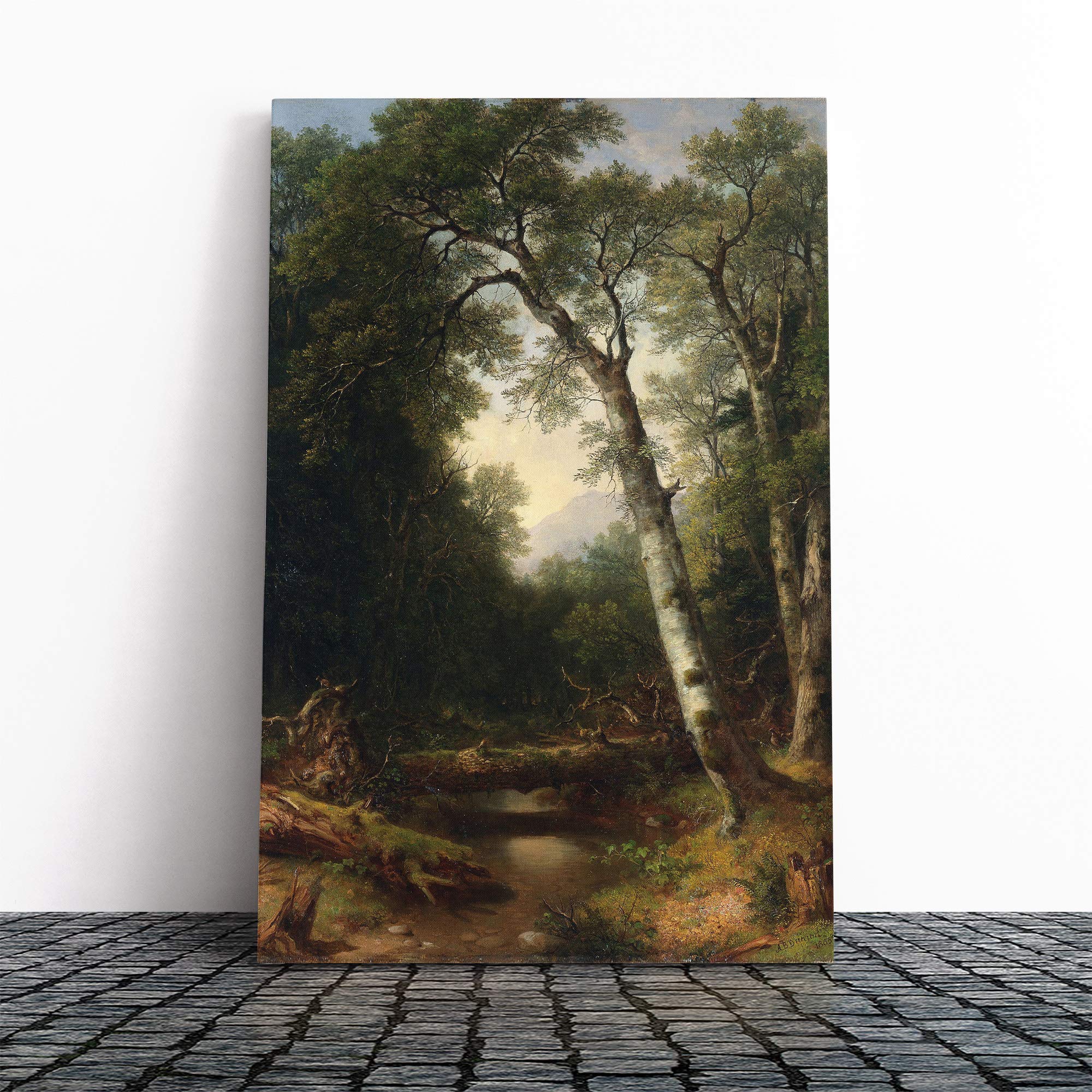 Asher Brown Durand A Creek in The Woods Canvas Print | Gallery Wrapped 30mm Frame Wall Art | 20x14 inches | Ready to Hang | Modern Landscape Picture | Living Room Bedroom Lounge Office