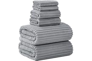 NALIVO Extra Large Bath Towel Set of 6 (40"x80"),Oversized Bath Sheet Super Soft Highly Absorbent Microfibers Quick Dry Luxury Shower Towel for Bathroom Spa Gym Hotel Yoga (Gray, 6Piece)