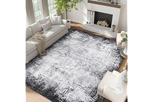 Garvee 8x10 Washable Area Rugs for Living Room, Soft Modern Bedroom Rug Foldable Bordered Abstract Large Low Pile Indoor Floo