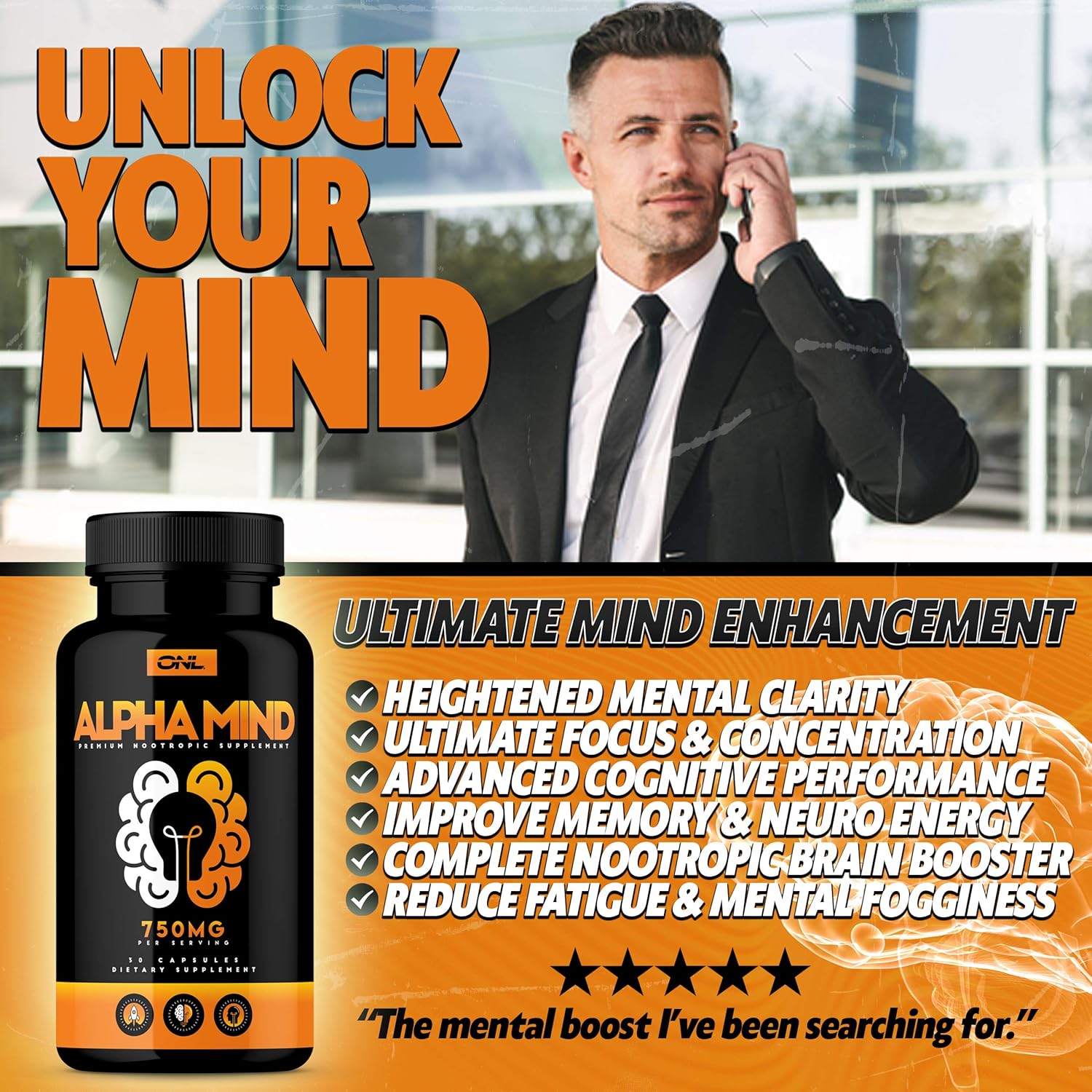 Alpha Mind Premium Nootropic Brain Booster Supplement - Enhance Focus, Boost Concentration, Improve Memory & Reduce Anxiety - Mental Enhancement Pills for Neuro Energy & IQ - 1 Month Supply: Health & Personal Care