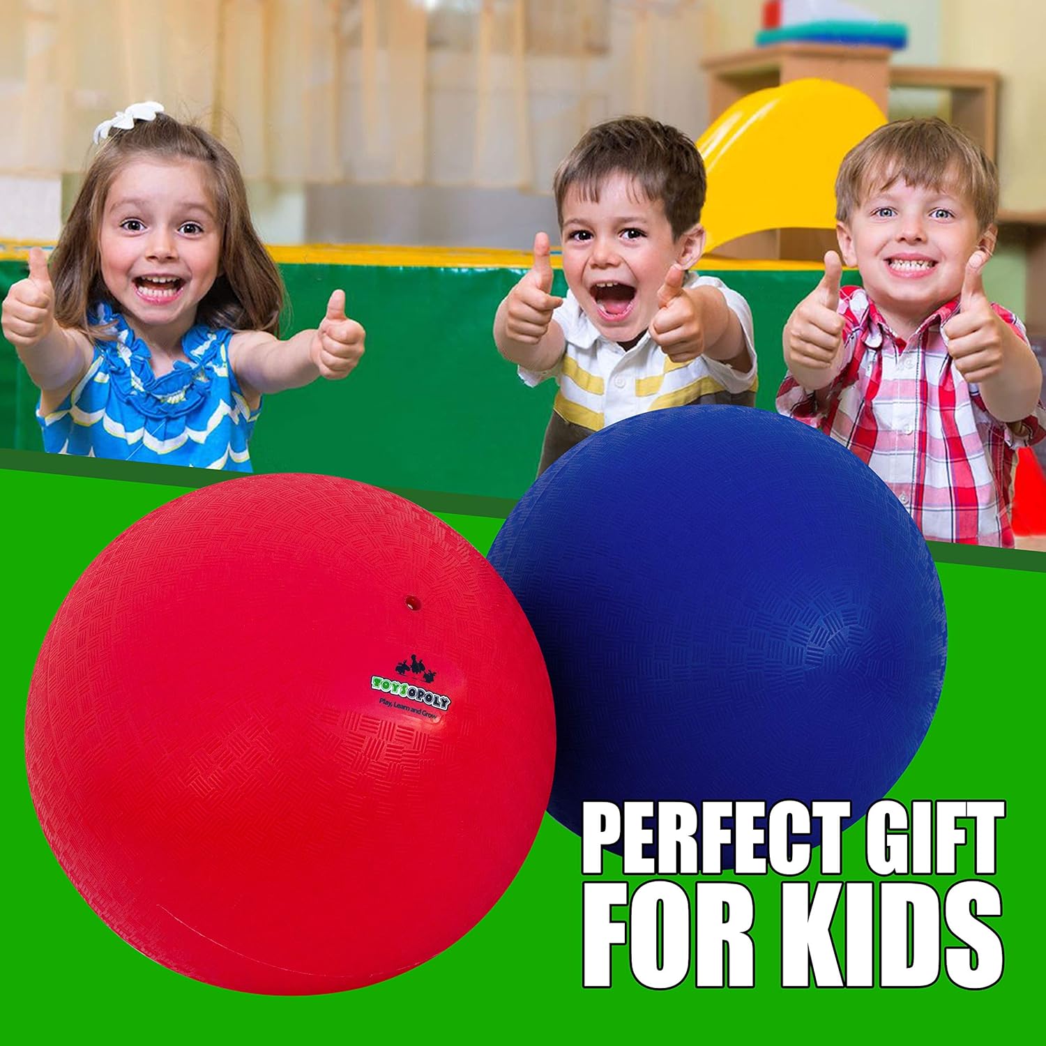 Premium Playground Balls 13 inch Best Bouncy Dodge Ball, Handball, Kickball Four Square for Boys Girls Adults. Exercise Yoga Balls Workout Therapy Fitness Pilates Balance + Pump : Sports & Outdoors