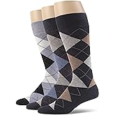 Men’s Argyle Dress Socks, Combed Cotton, Pack of 3