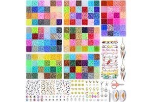 Ghguole 168 Colors 4mm Glass Seed Beads for Jewelry Making Kit, 19280pcs Small Beads Bracelet Making Kit, Tiny Beads Necklace Making Kit with Letter Evil Eye Beads & Charms Pendants, DIY, Art