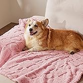 Bedsure Dog Blanket for Large Dogs Washable - Fluffy Fuzzy Puppy Cat Blanket for Couch with Premium 300GSM Coral Fleece Soft for Pet Kitten Doggy, Pink, 50x60IN