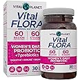 Vital Planet - Vital Flora Women’s Daily Probiotic 60 Billion CFU, 60 Diverse Strains, 7 Organic Prebiotics, Vaginal and Immune Support, Bloating, Digestive Health Probiotics for Women 30 Capsules