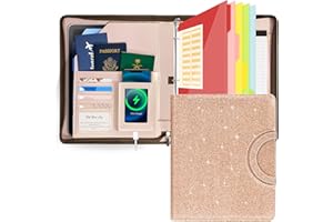 EYROZILL Trapper Keeper Binder Leather Business Portfolio Organizer with Zipper, Detachable 3 Ring Binder with Storage Clipboard, Fits Letter Size Paper, with Refillable Notepad, 5 Extra Folder Fivider Pages