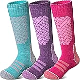 AMENLAN Kids Merino Wool Ski Socks Boys Girls Thick Winter Warm Thermal Hiking Snowboarding Knee high Socks 3 Pairs