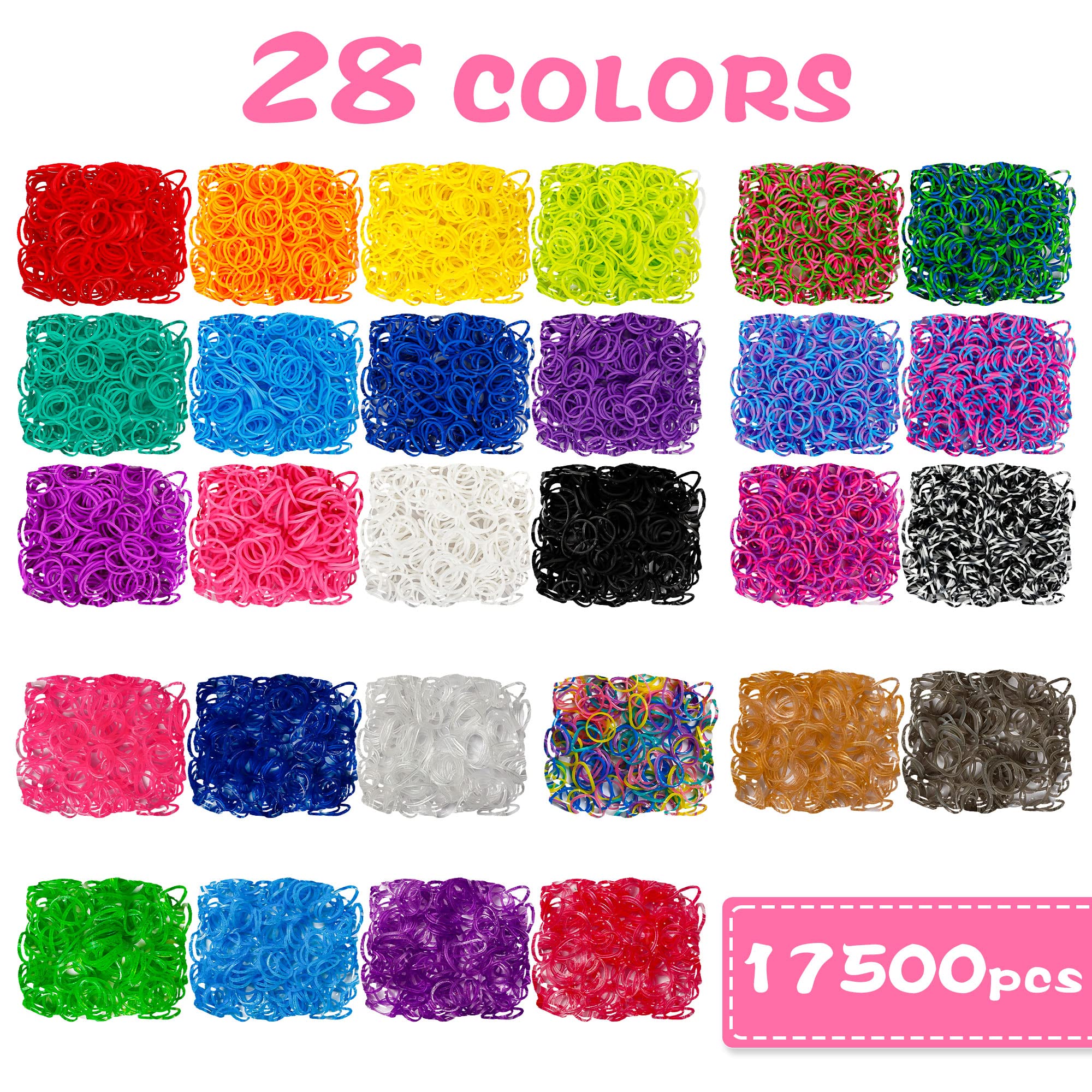 Mua Inscraft 17500+ Rubber Loom Bands with 3 Layer Pink Container, 28 ...