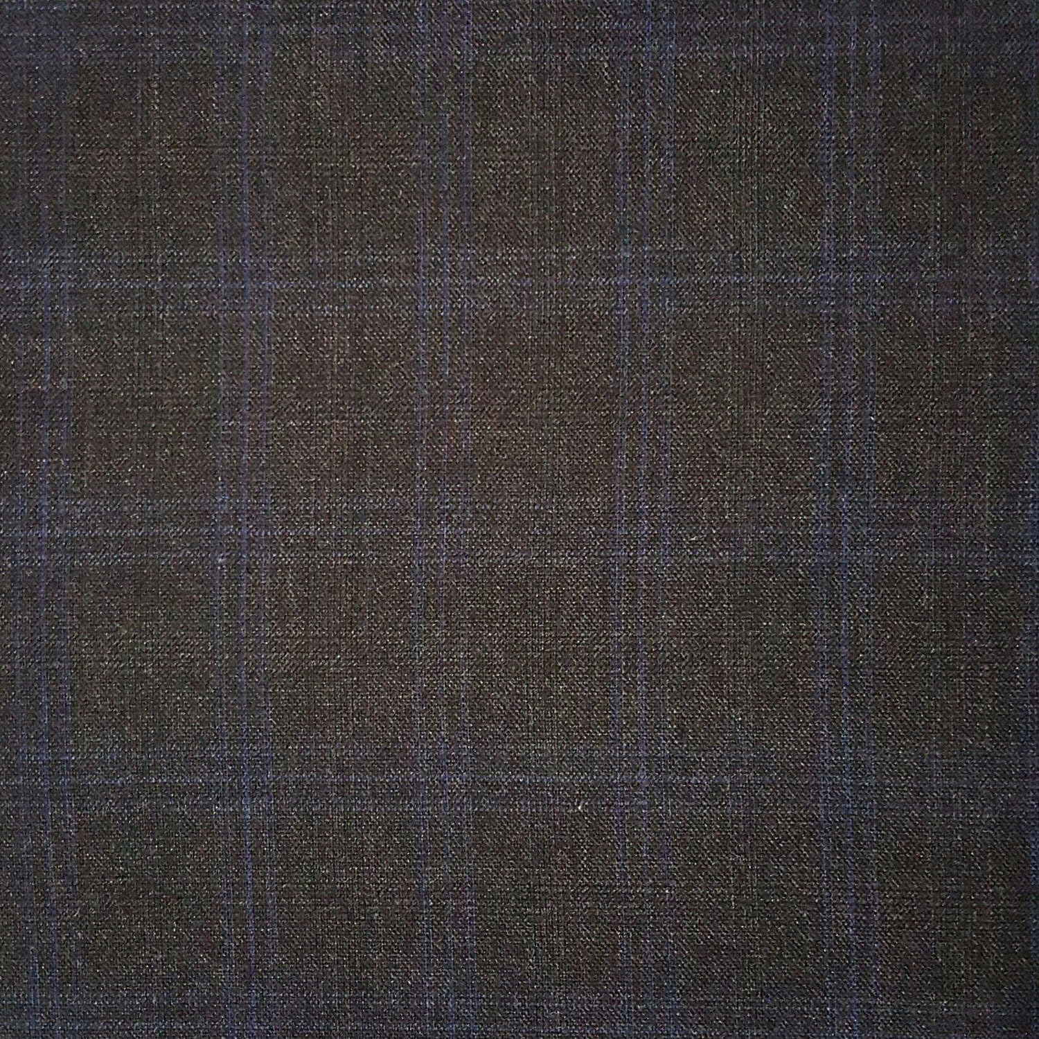 Worsted Wool Fabric Suiting Navy/Charcoal Gray Plaid By the Yard