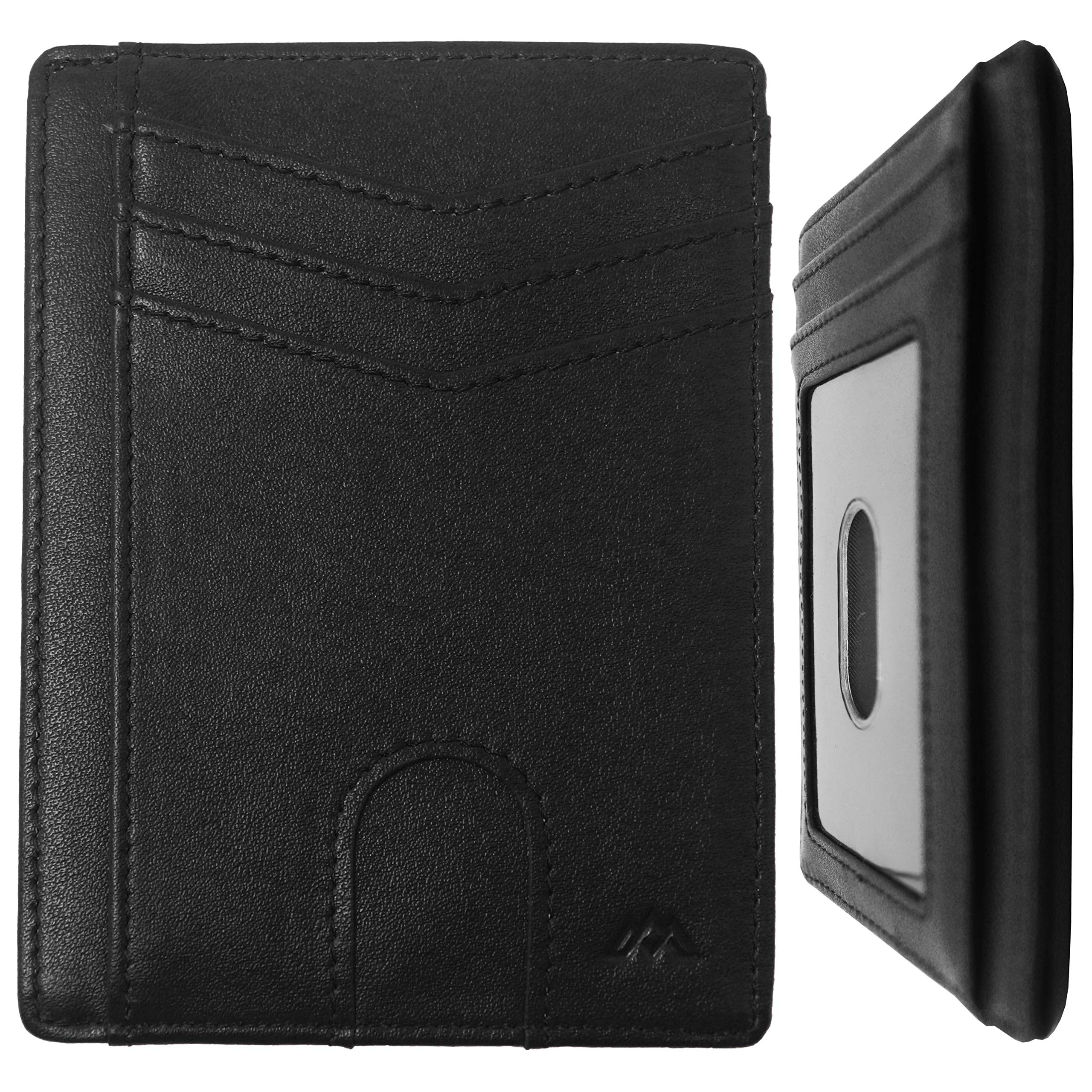 Minimalist Wallet for Men – RFID Blocking Card Wallet – Vegan Leather, Ultra Slim Credit Card Micro Wallets with Cash Money Pocket, ID Sleeve & Travel Pass Oyster Card Holder – Holds up to 9 Cards