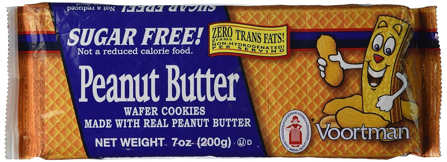 Voortman, Sugar Free, Peanut Butter Wafer Cookies, 7oz Bag