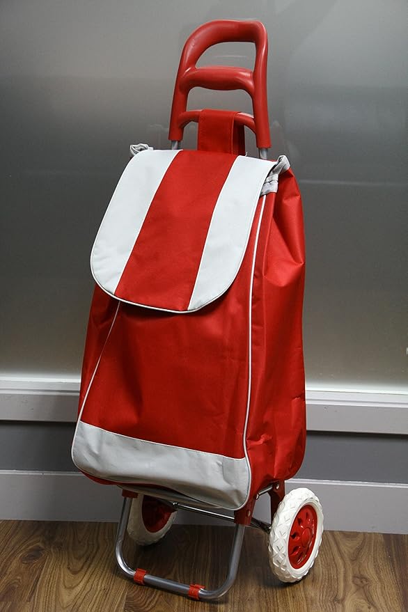 NEW Folding Festival Grocery Shopping Trolley Luggage Bag With Wheels 5 Colours (Red) Amazon.co