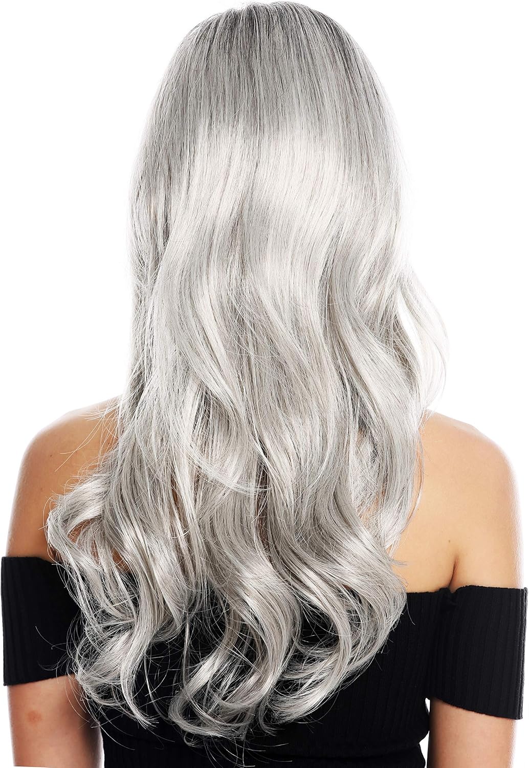 WIG ME UP - GFW2195-56+1T56 women's quality wig wavy long black grey Balayage, Gray-black mix (56+1T56), Länge: ca. 55 cm - Image 5