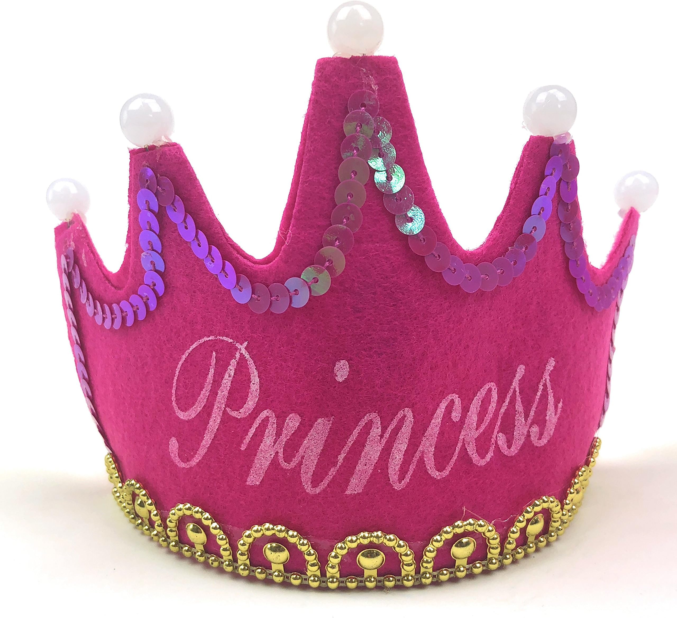 AEX Plush Tiara Party Prop With Optional LED Switch (Pink)
