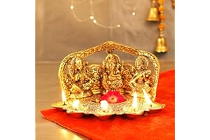 TIED RIBBONS Ganesh Lakshmi Saraswati Idol Hindu God Statue Metal Figurines Ganesh Statue for Housewarming Pooja Mandir | Diwali Decorations for Home