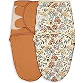 CIVARUA KIDS Baby Swaddles for Newborn Organic Cotton,Soft & Snug Newborn Velcro Swaddle 0-3 Months Sleep Sack Helps Calm Startle Reflex, 2-Pack Wrap Nursery Swaddling Blankets Retro Floral