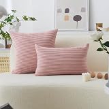 Home Brilliant Pink Cushion Covers 45x45 cm Set of 2 Corduroy view 3