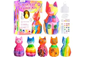 lucdnc Paint Your Own Cat Lamp Kit DIY Night Light Arts & Crafts Supplies Painting Kits for Kids Birthday Easter Christmas Gifts Stocking Stuffer Toys for Teens Girls Boys Ages 3-12+