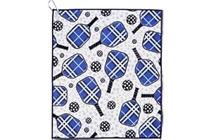 MILLIE ROSE DESIGNS Millie Rose Pickleball Towels in Fashionable Prints - Cute 15x17 inch Microfiber & Cotton Athletic Towels with Carabiner Clip - Pickleball Accessories, Pickleball Gifts (Dink Dink)