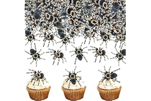 Ercadio 40Pcs Edible Wafer Paper Halloween Spider Cupcake Toppers Edible Spider Cake Drink Topper Picks Horror Spider Cupcake Decors for Halloween Theme Baby Shower Party Decoration
