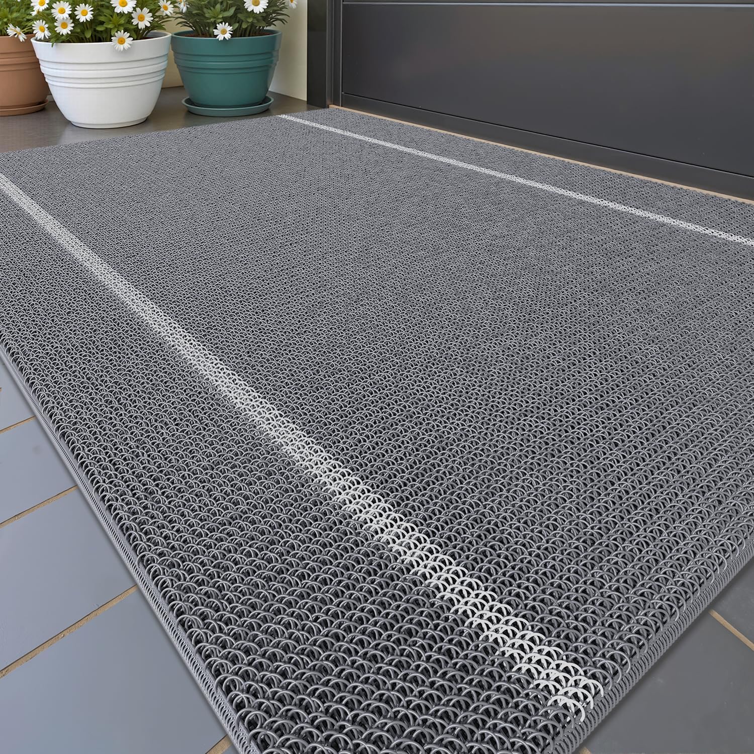 COLOR&GEOMETRY Door Mats Outdoor 60 x 120 cm, Heavy Duty Door Mat, Dirt Trapper Door Mat Non Slip, Waterproof, Washable Outdoor Door Mat, Doormats Outside for Front Door, Patio, Garden, Grey