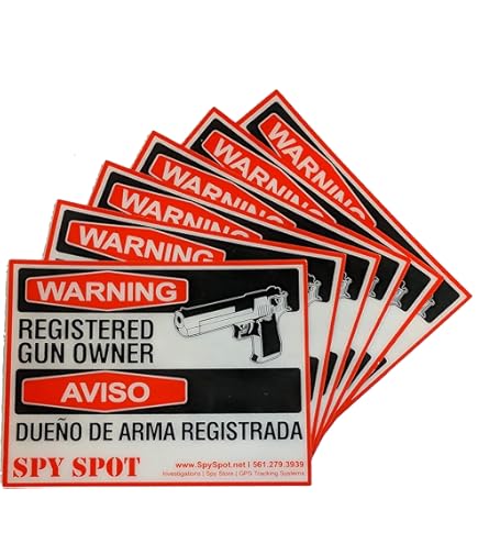 Calcomanía De Advertencia "Arma De Fuego" - Pack De 2, Vinilo Autoadhesivo, Para Vehículo O Ventana