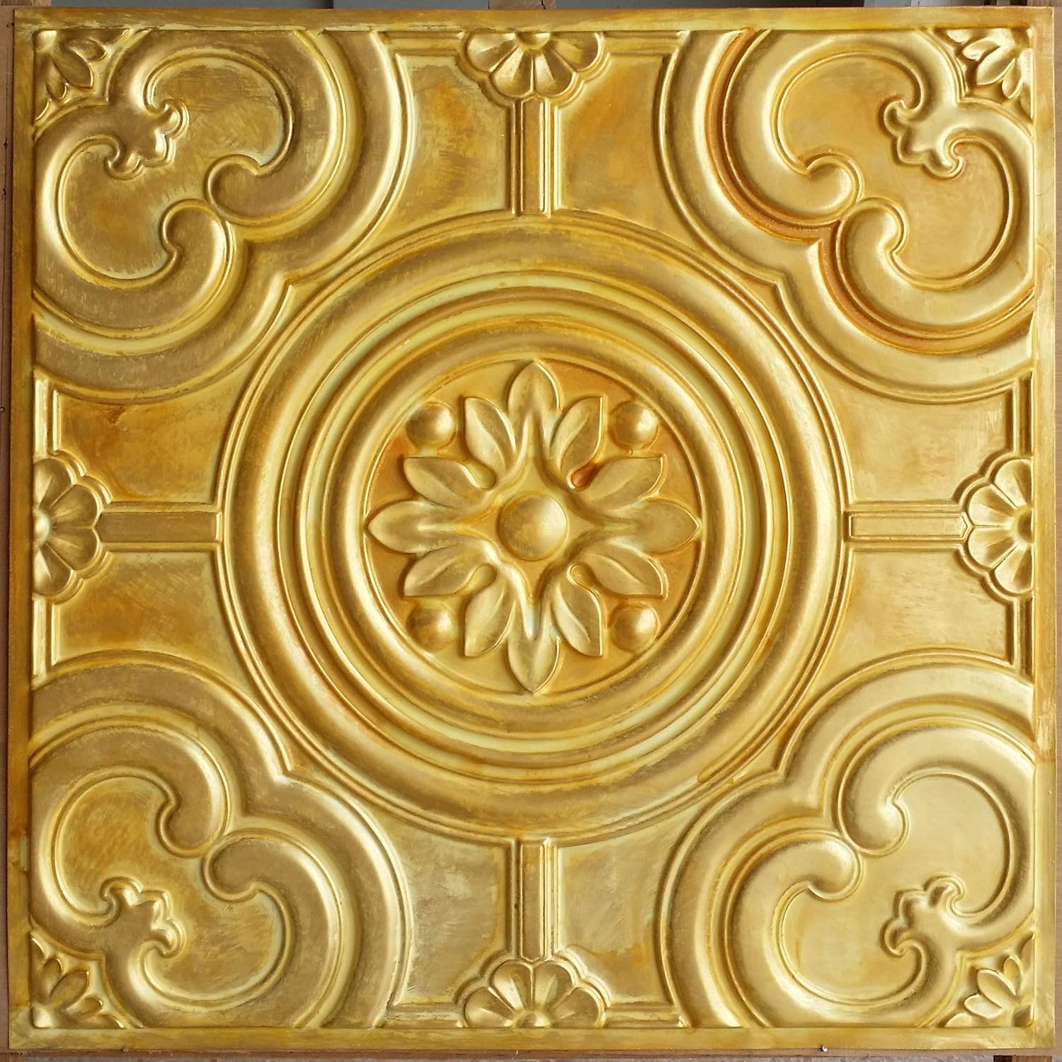 Amazon Com Gold Ceiling Tiles 24x24 Faux Tin Painted Golden Pl50