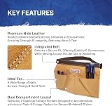 Faithfull Suede Leather Double Nail Pouch Tool Belt Hammer Loop Adjustable view 4
