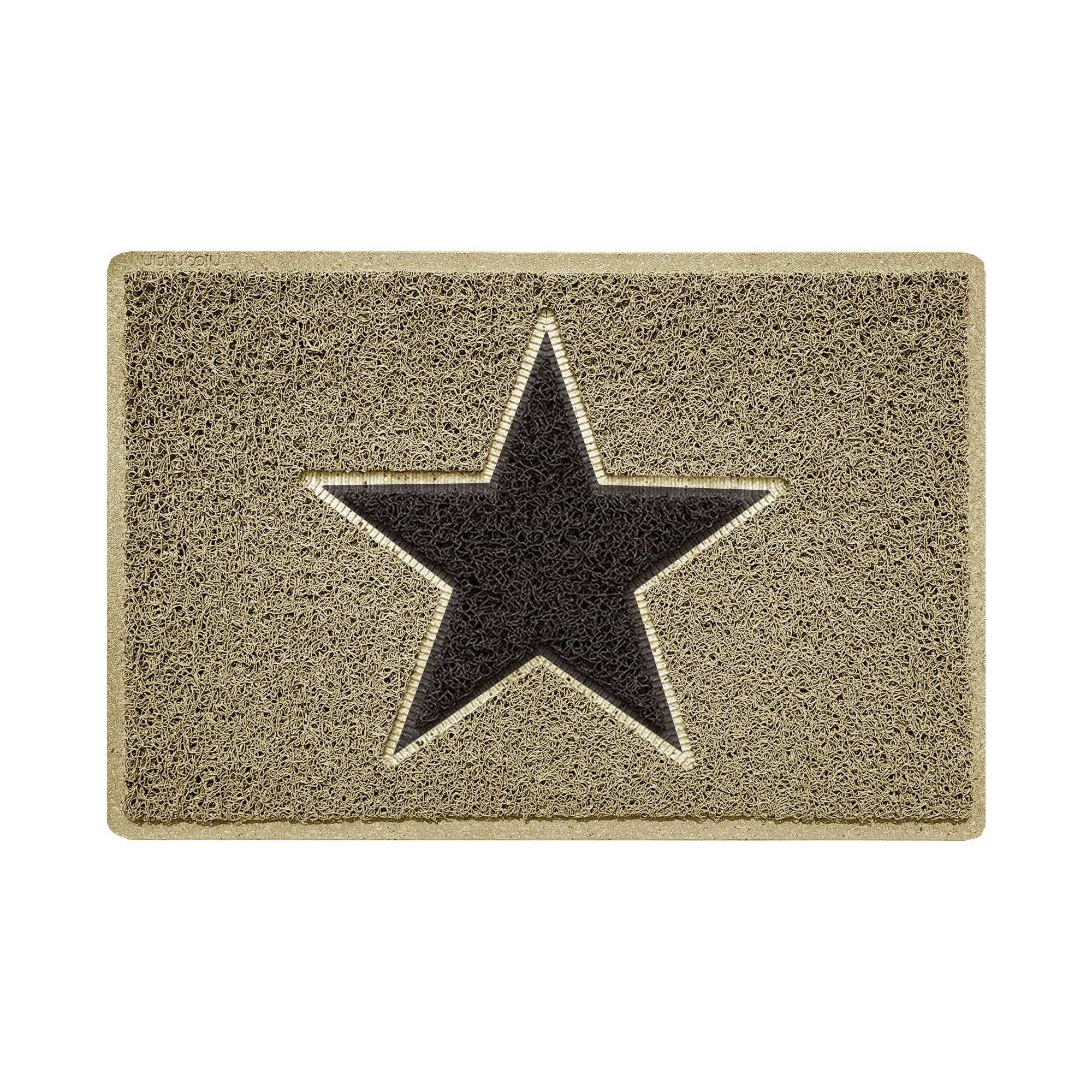 Nicoman STAR Door Mat｜Entrance Barrier Dirt-Trapper Floor Mat｜Patio Garden Conservatory Doormat｜Indoor Outdoor Matt｜Beige with Brown Star, 60x40cm