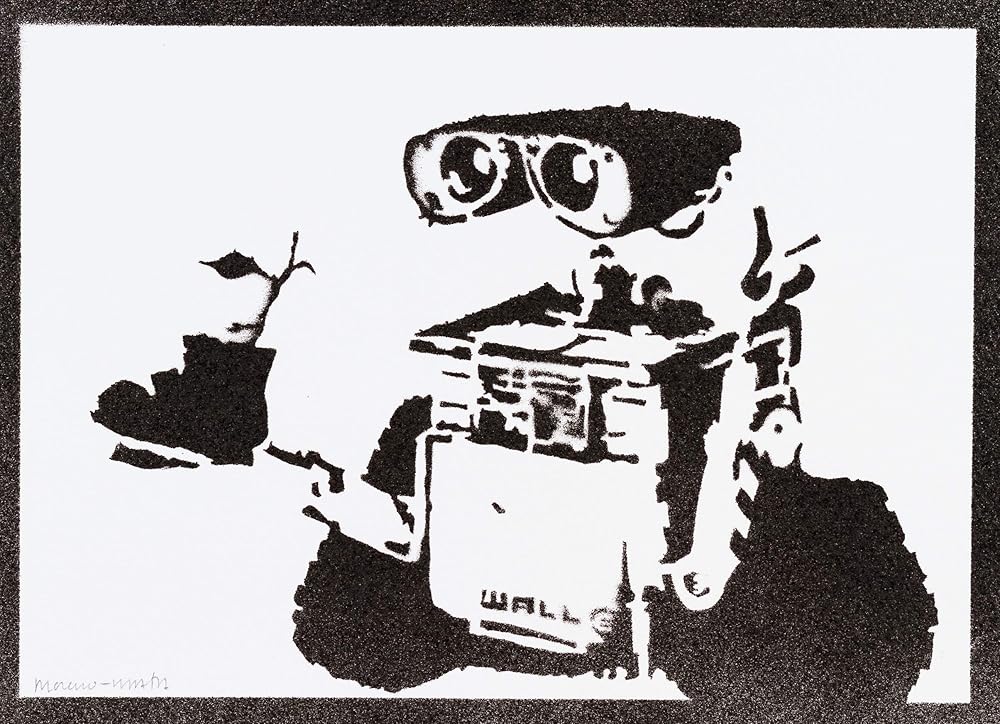 Poster Artistico Handmade Moreno-Mata - Graffiti Su Carta Acquerello, 23x32.5cm, Per Decorazione